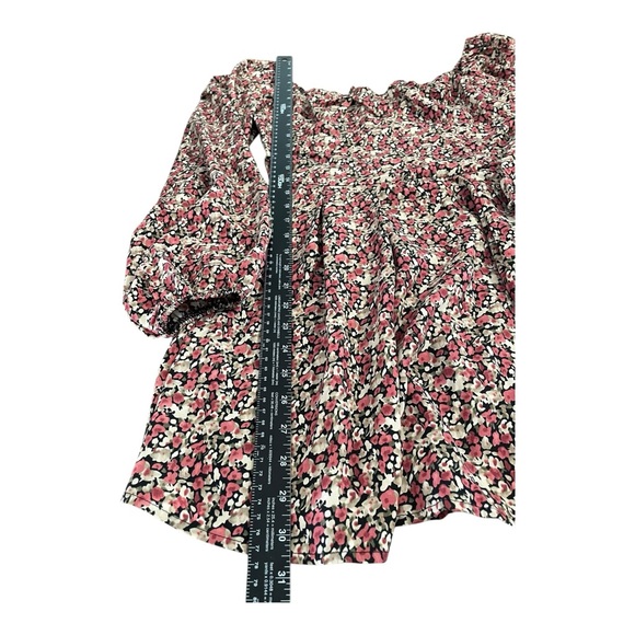 Lush Mini Dress Floral Pattern Puff Sleeve Low Back Multicolor Size 6 Babydoll - Picture 8 of 14